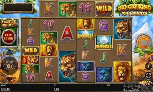 เกมสล็อต Big Cat King Megaways รูปแบบวิธีการเล่นเกม-เกมสล็อตสิงโตเจ้าป่า-pg168